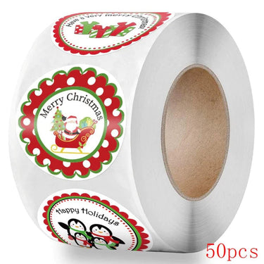 Merry Christmas Stickers Animals Snowman Trees Decorative Stickers Wrapping Gift Box Label Christmas Tags